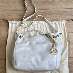 Michael Kors large cream pebbles leather satchel bag